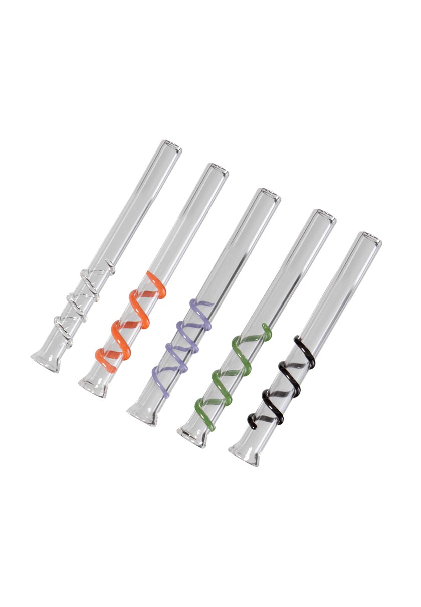 Glass straw/one hitter - with spiral - 70mm - Ø 3mm