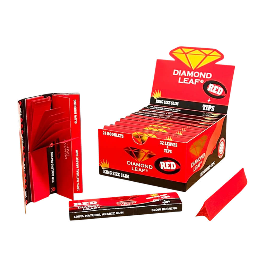 Diamond Leaf | colored rolling papers - red - King Size Slim