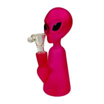Glass bong (thick) - Alien figure - pink