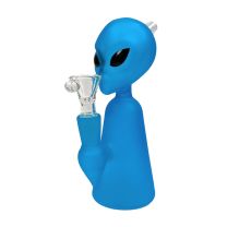Glass bong (thick) - Alien figure - blue