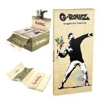 G-Rollz | Banksy's graffiti - organic hemp extra thin KS slim papers + tips & tray
