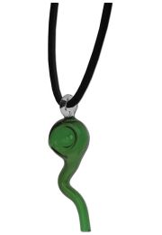 Glass Pendant Hand-Pipe 'Lucky Sperm' Green