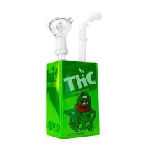 Glass juice box bong  - cartoon THC frog - 19cm