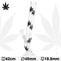 Leaf | Multi Black Leaf Bolt Glass Bong - H:42cm Ø:45mm- Socket:18.8mm
